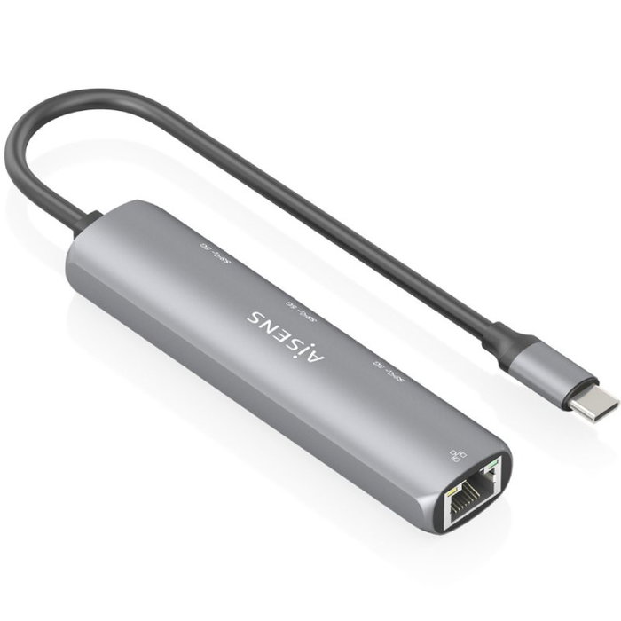 Aisens Dock USB-C a Ethernet Gigabit + Hub 3xUSB-A, Gris Aisens Dock USB-C a Ethernet Gigabit + Hub 3xUSB-A, Gris